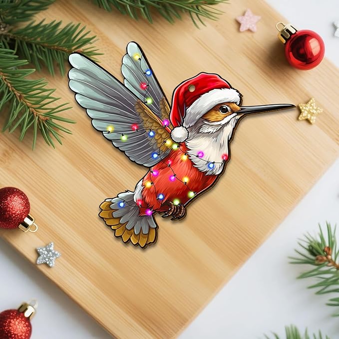 2 Side Printed Hummingbird Wooden Christmas Ornaments 2025, Keepsake for Women, Men and Friends, Bird Christmas Tree Ornaments, Animal Christmas Tree Decorations
