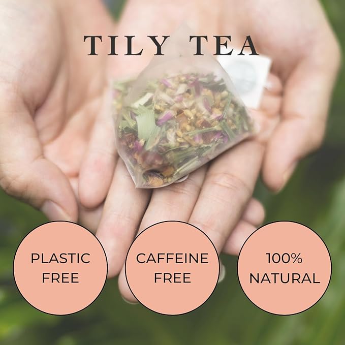 Tily Tea Radiant Glow Herbal Tea - Natural Tea to Support Skin Nourishment - Solomon Seal for A Glowing Complexion - Caffeine Free - 10 Plastic-Free Tea Bags
