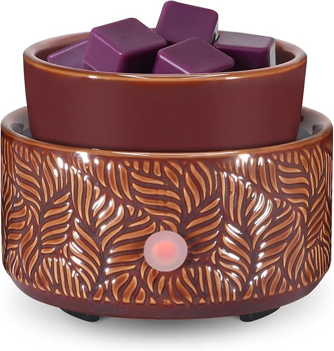 Electric Wax Melt Warmer 4-in-1 Candle Warmer for Scented Wax Melter Cute Ceramic Fragrance Wax Burner for Home Office Bedroom Deco Gift for Women Purple-red