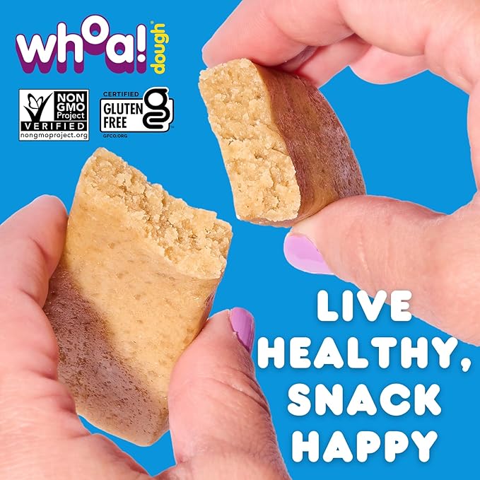 Whoa Dough Edible Cookie Dough Bars- Certified Non-GMO, Kosher and Gluten Free Bars - Healthy Snack Foods - Plant Based Snacks Made With Real Ingredients - Sugar Cookie Dough - 4 Pack