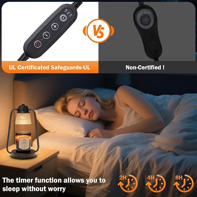 Candle Warmer Lamp with Timer Dimmer - Electric Modern Wax Melt Warmer Black Scented Jar Candles Light Birthday Gifts for Women Mom House Warming New Home Room Decor