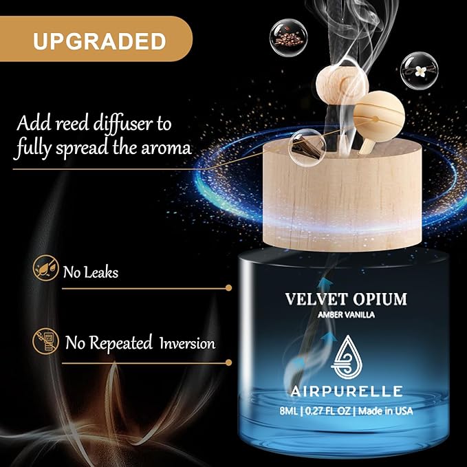 Car Air Freshener Hanging 2 Pack Car Air Fresheners Diffuser - Amber Vanilla Fragrance Oil Air Diffuser for Car, 45+ days Long Lasting Fragrance, Two 0.27 FL OZ/8ML Made in USA Car Air Fresheners