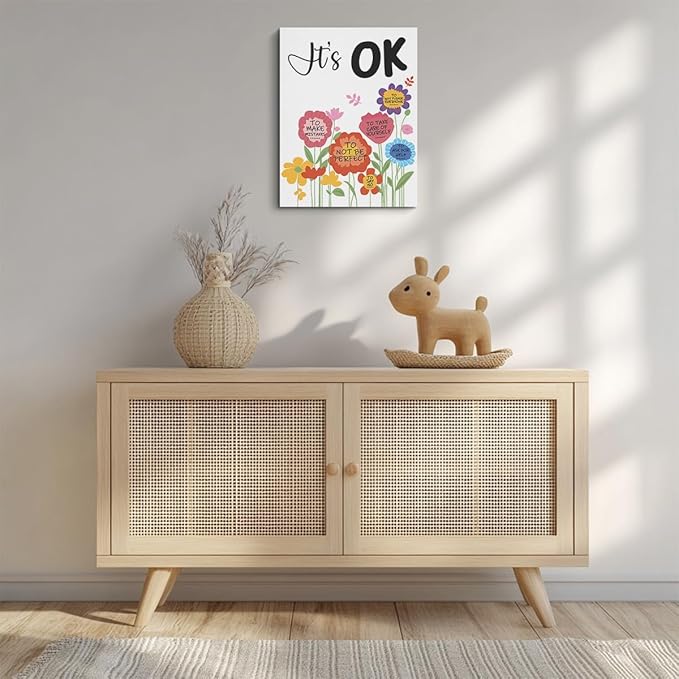 Inspirational Quotes Wall Art Decor, Mental Health Framed Canvas Wall Art for Girls Room Nursery Home Living Bedroom Office Decor, Encouragements Gifts for Girls Daughter Housewarming Gifts