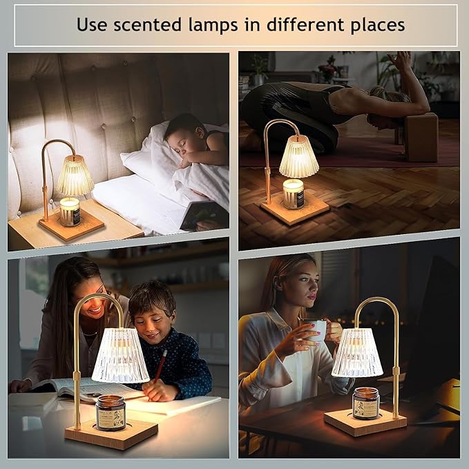 Candle Warmer Lamp with Timer - Electric Candle Warmer for Jar Candles - Adjustable Height & Dimmable Light Candle Lamp Warmer with 2 Bulbs - House Warming Gifts, New Home Bedroom Décor