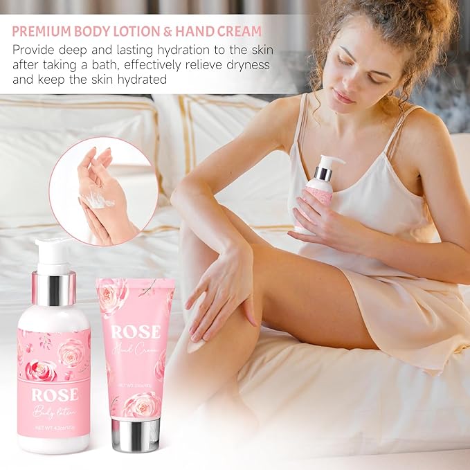 Birthday Gifts for Women, Rose Relaxing Spa Gift Basket for Women Friendship, Self Care Package Get Well Soon Thank You Gift Box, Mothers Day Gifts for Mom Her Sister Wife Best Friends Coworker Bestie