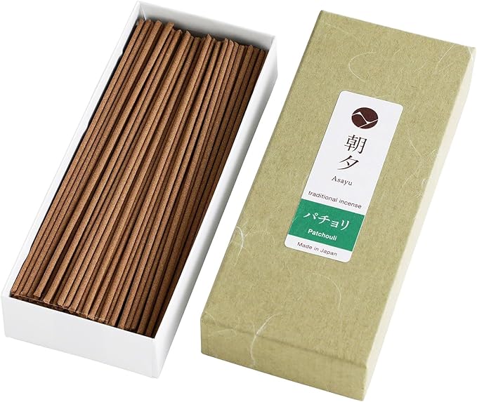 Asayu Japan Traditional Smoke Patchouli Incense Sticks Scent (40gr) for Evening Meditation, Relax or Yoga, Made in Japan - Patchouli