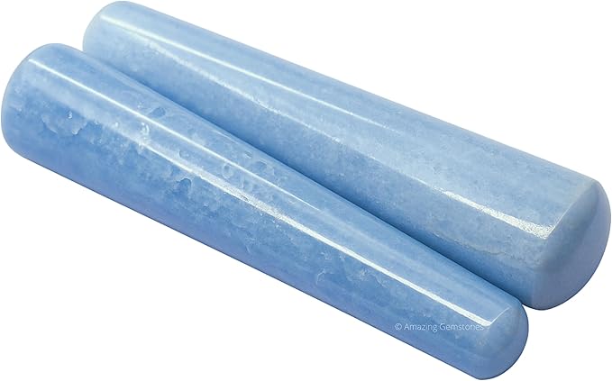 Amazing Gemstone Blue Calcite Crystal Wand Massage Stick - Pelvic Wand Gua Sha for Adults - Crystals and Healing Stones Massage Wands for Adults Gifts (Smooth)