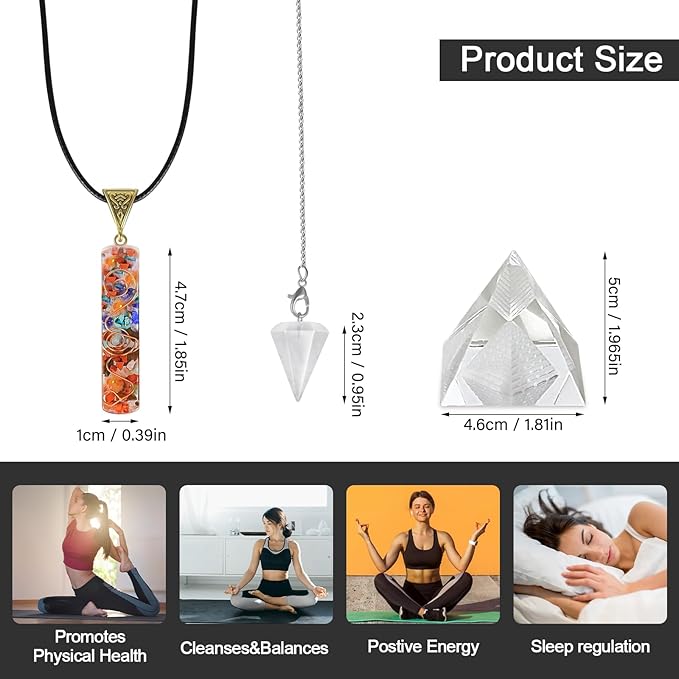 Crystals and Healing Stones, 21 Pcs Healing Crystals Set, 7 Chakra Crystal Stones Set Real Natural Raw Selenite Pyramid Reiki Energy Meditation Chakra Kit with Wooden Box, Crystal Gifts Set for Women