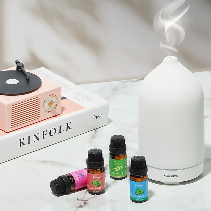 Essential Oils Set-Top 6 Organic Blends for Diffusers,Candle Making,Aromatherapy,Humidifiers,Gifts - Peppermint,TeaTree,Lavender,Eucalyptus,Lemongrass,Orange(6X0.33 fl oz)