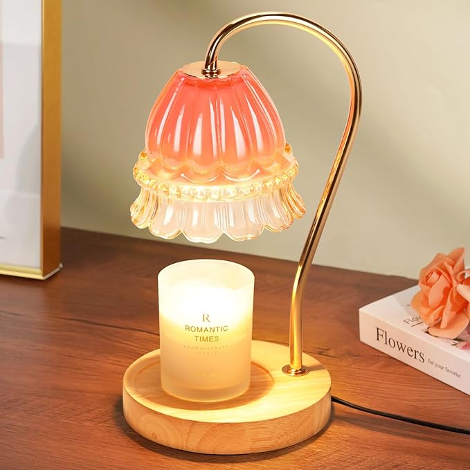 Flower Candle Warmer Lamp with Timer, Wax Warmer, Height Adjustable, Birthday Gifts for Women, Mom, Sister, Candle Lamp Warmer Christmas Gifts, Electric Dimmable Candle Warmer, Vintage Home Decor