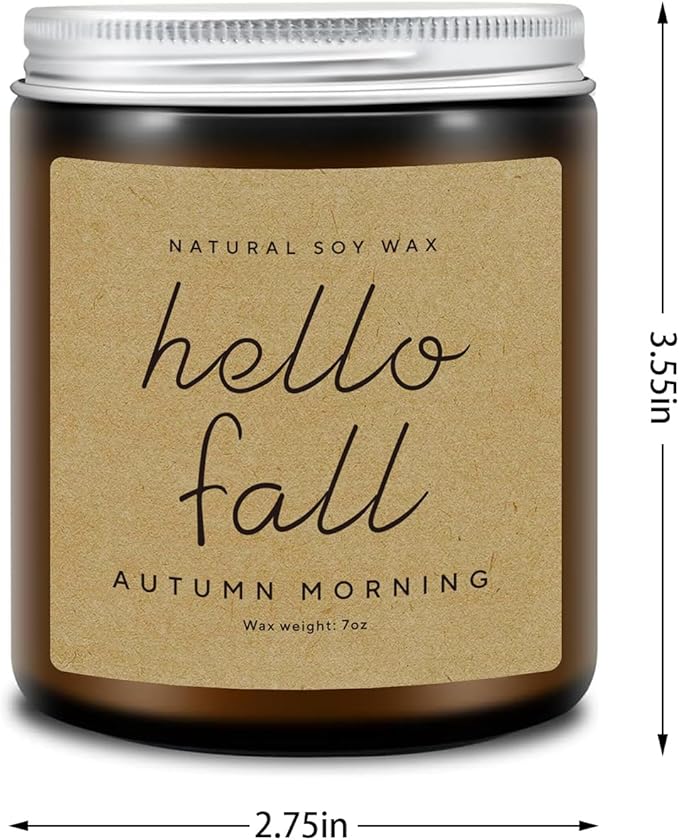 Fall Decorations for Home - Fall Candles, Gifts for Women, Natural Soy Wax Autumn Morning Scented Candles