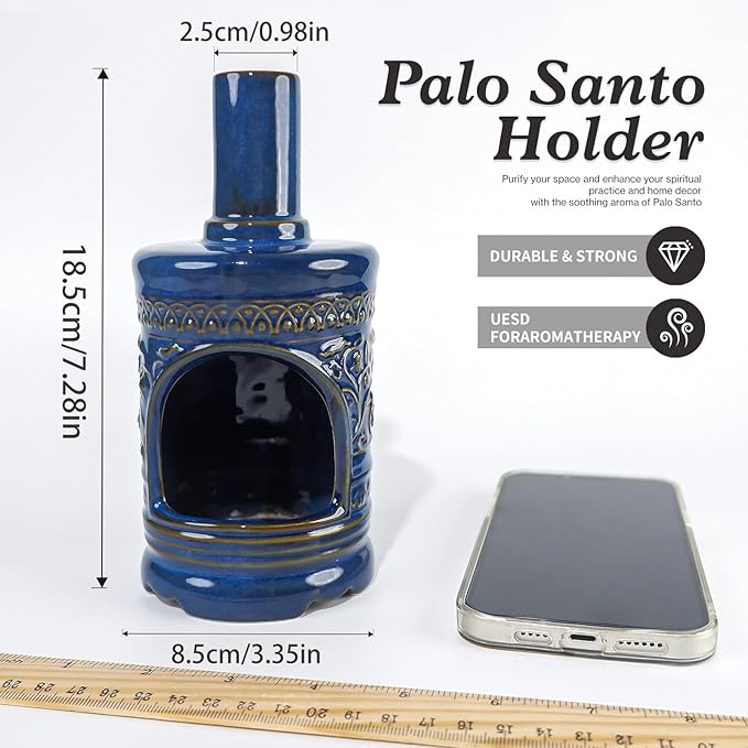 Ceramic Bird & Flower Palo Santo Burner–Stylish Chiminea for Sage、Incense Cones and Candle, Perfect for Meditation, Yoga, Altar & Home Decor – Easy to Clean, Enhance Your Zen Experience