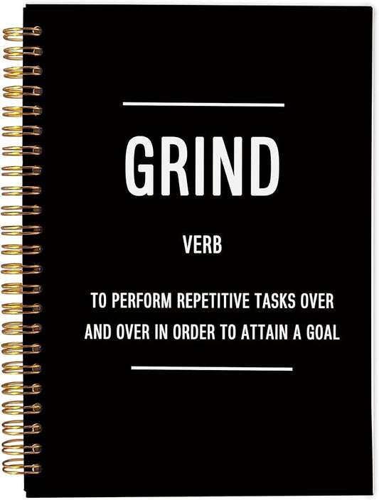 Grind Definition Motivational Notebook Journal, Inspirational Office Gifts for Coworkers Women Men, Entrepreneur Gifts, Inspiring Work Spiral Notebooks 5.5x8.3 Inch