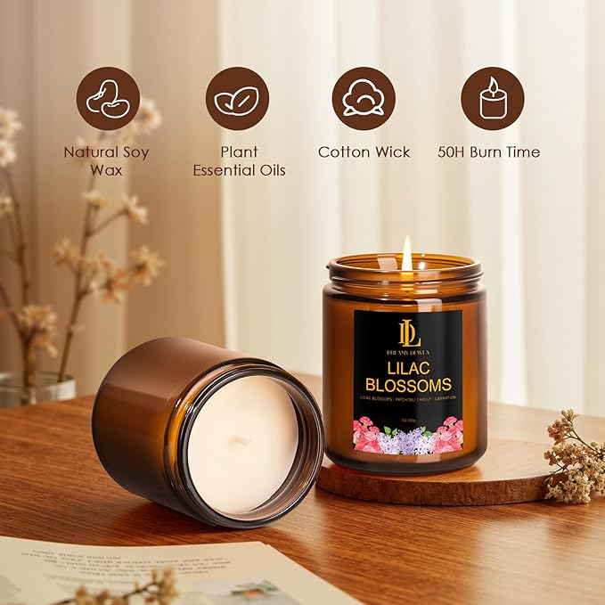 6 Pack Candles for Home Scented, Scented Candles Gifts Set for Women Men, 42 oz Soy Candle Set, Scents of Fresh Cut Roses/Lemon Lavender/Vanilla Cupcake/Amber Patchouli/Lilac Blossoms/Mint Eucalyptus