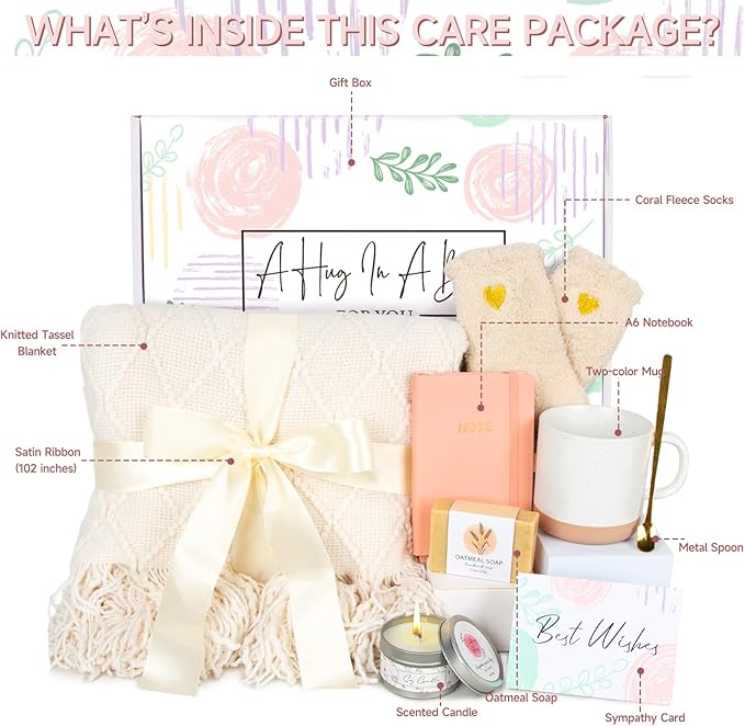 Self Care Get Well Soon Gifts for Women - Care Package Birthday Set Box for Women, Sympathy Gifts Inspirational Thank Thinking of You Basket Christmas Gift for Her Mom Girlfriend Wife Grandma Friend