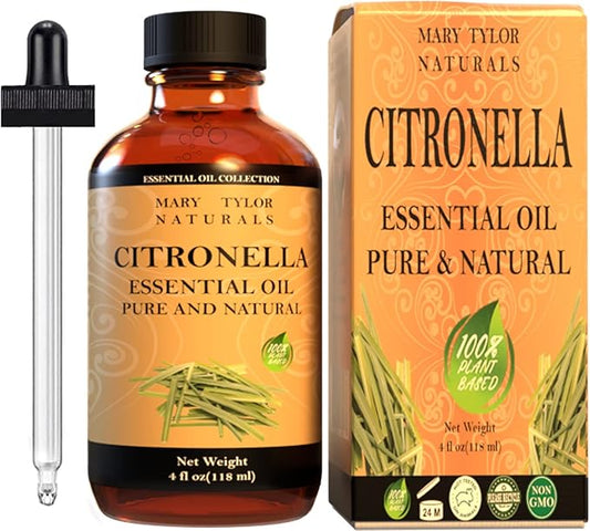 Citronella Essential Oil (4 oz) 100% Pure and Natural, Therapeutic Grade Perfect for Aromatherapy, Diffuser, DIY and More by Mary Tylor Naturals