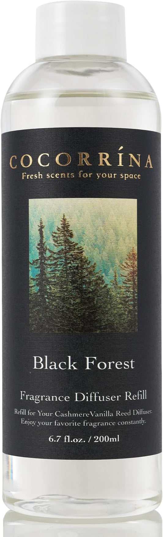 COCORRÍNA Reed Diffuser Refill - Black Forest 6.7 oz. Scented Oil for Reed Diffuser Home Fragrance for Bedroom, Bathroom Home Decor