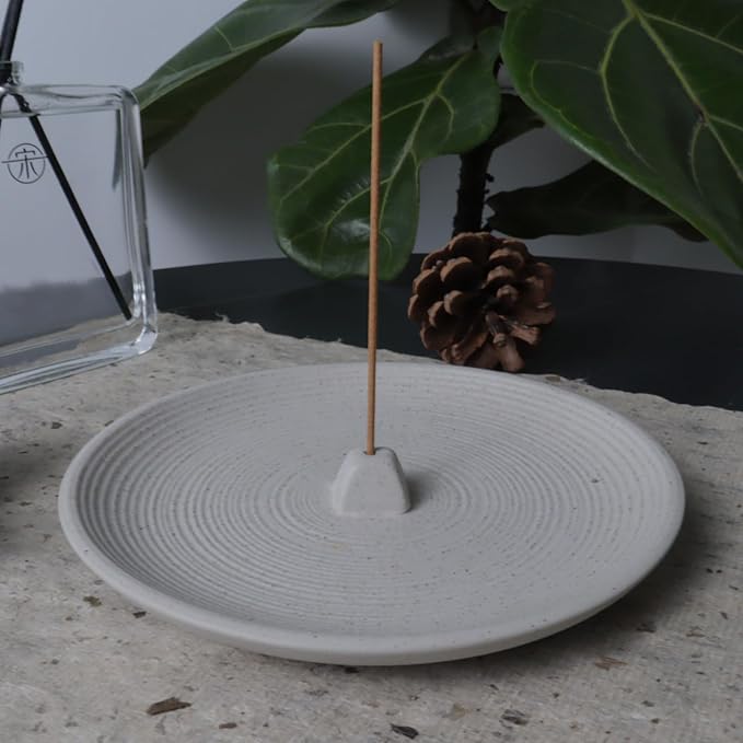 Incense Holder Ceramic Incense Burner Simple Style Incense Sticks Holder Insence Tray for Set for Office Yoga and Livingroom (White)