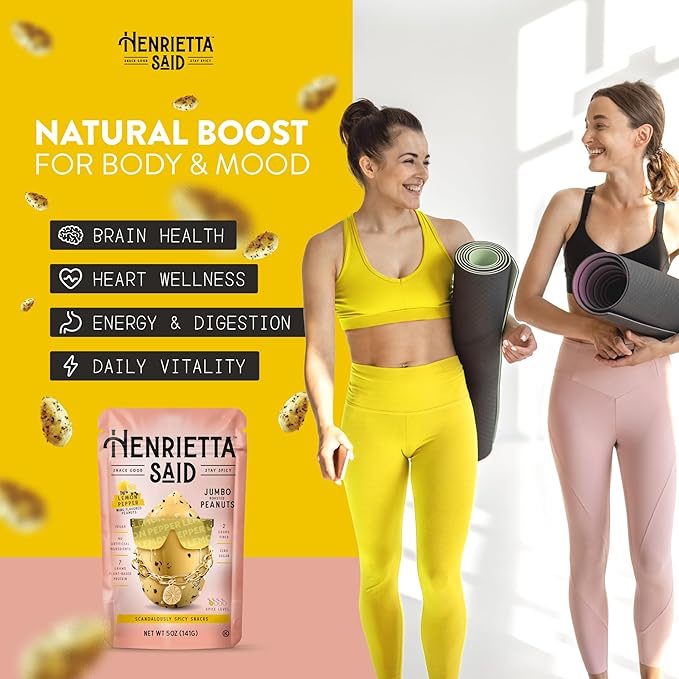 Henrietta Said Wing-Flavored Peanuts - Truly Good Foods Snacking Nuts - Bold Flavors - Savory & Spicy - Jumbo Flavored Peanuts - Protein Packed Vegan Snack - 1 (5-oz) Pack - Lemon Pepper