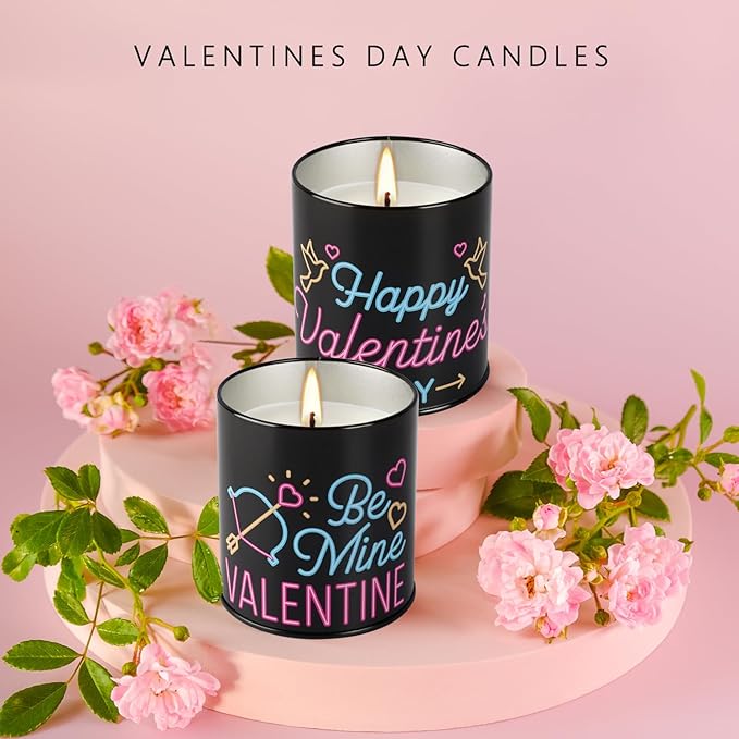 2Pack Valentine's Day Scented Candle Gift Set, Aromatherapy Candles for Home, 9oz Lavender Long Burning Soy Candles for Women,Men, Anniversary Present