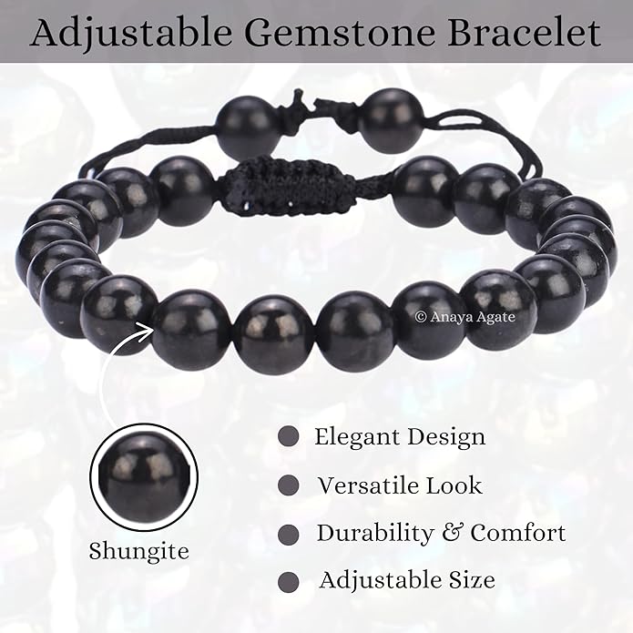 Energy Protection Crystal Handmade Adjustable Bead Bracelet Perfect for Men, Women’s Gift - Gemstone Healing Stretch Bracelet Pulsera Para Hombre Mujer Stocking Stuffer