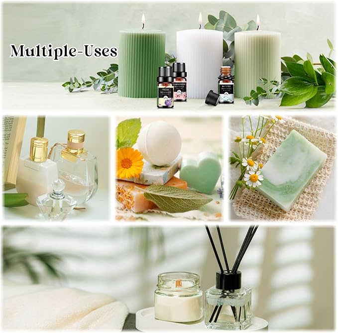 Floral Essential Oils Set - 14 Pcs Fragrance Oil for Diffusers, Aromatherapy, Candle Making - Lavender, Geranium, Rose, Jasmine, Gardenia Aromatherapy Essential Oils Kit