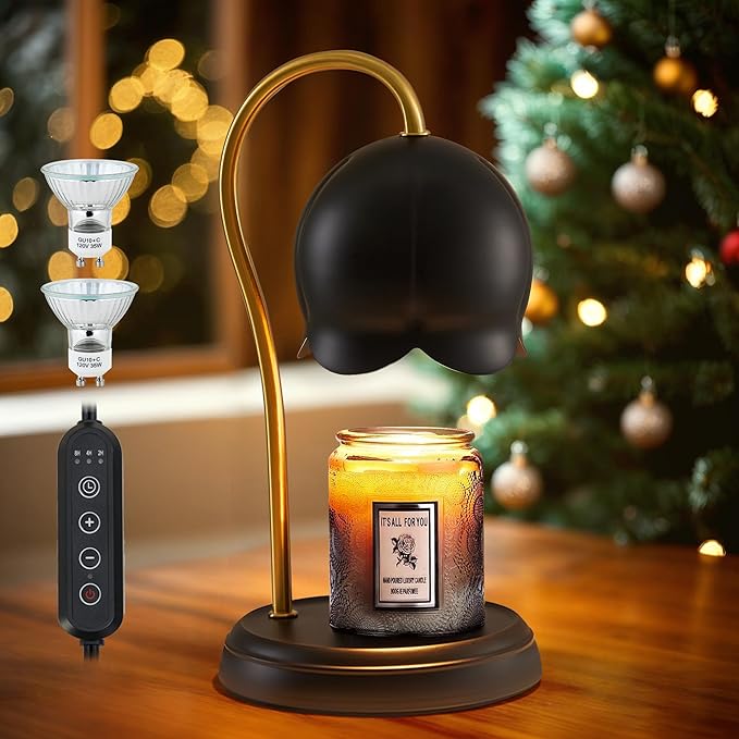 Candle Warmer Lamp Black, Dimmable Scented Wax Melt Warmer with Timer, Lamp Candle Warmer for Womens Gifts, Housewarming Gifts for Home Bedroom Decor, Xmas Birthday Gifts for Mom