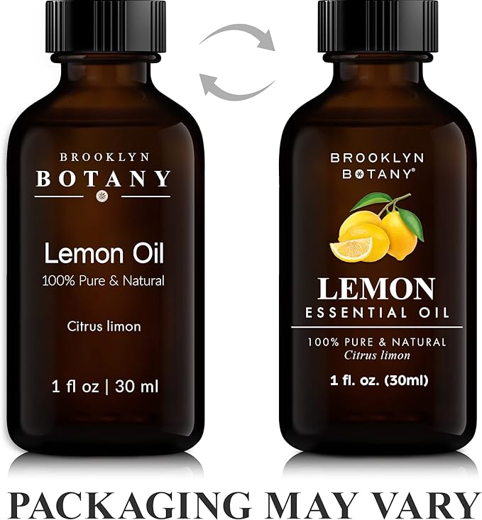 Brooklyn Botany Lemon Essential Oil - 100% Pure and Natural - Premium Grade Oil with Dropper - for Aromatherapy and Diffuser - 1 Fl Oz