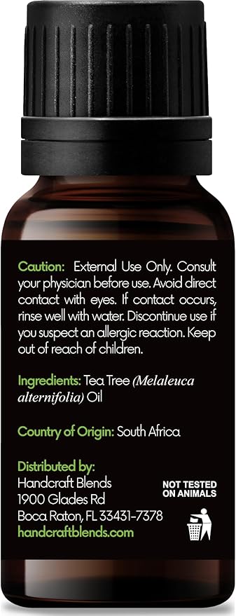 Handcraft Blends Tea Tree Essential Oil – 0.33 Fl Oz – 100% Pure and Natural – Premium Grade Essential Oil for Diffuser and Aromatherapy, Skin, Massage, Candle and Soap Making Fragrance