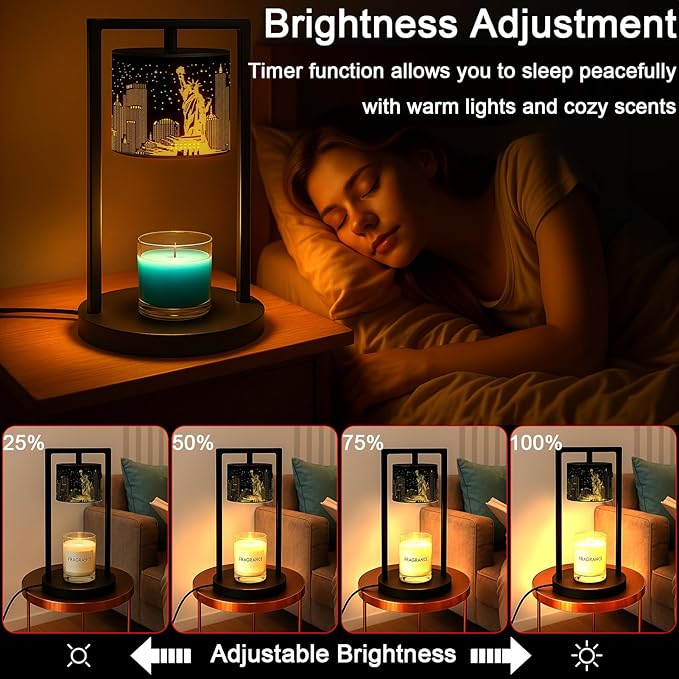 Candle Warmer Lamp with Timer Wax Melt Warmer for Scented Jar Candles Candle Lamp Warmer Gifts for Mom, House Warming Gifts New Home Office Dorm Room Fall Decor (Statue of Liberty)
