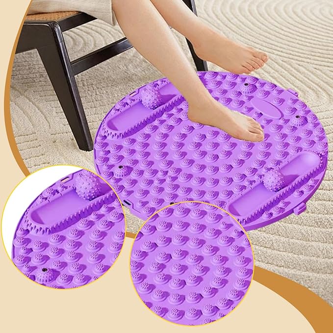 Foot Massage Pad Foot Pressure Point Pad 55 cm Thickened Acupressure Mat Round for Running Office Home Gym Use Lightweight, Violet