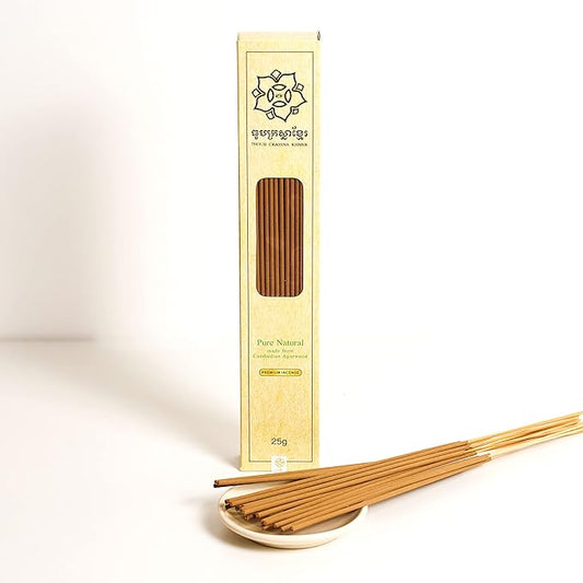 Crassna Khmer Cambodian Agarwood/Oud Incense Sticks 25g - Chemical Free - Premium