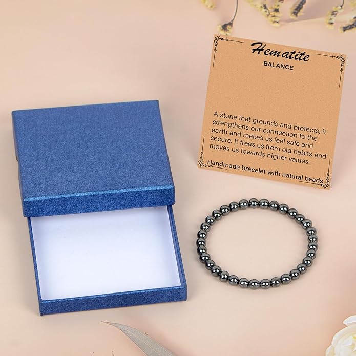 LPBeads Handmade Natural Gemstone Stretch Elastic Bracelet Healing Crystal Round Stone Beads Jewelry Gifts for Women Men