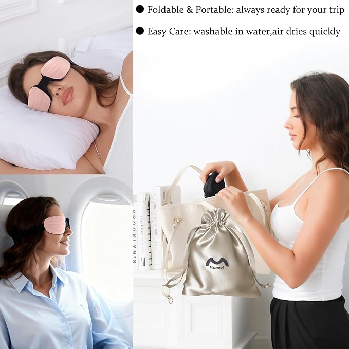 3D Sleep Mask for Women Men,Sleep Mask for Nasal Pillow Cpap Users Adjustable 100% Light Blocking,Eye Mask for Dry Eyes,Blind Fold for Side Sleeper Travel