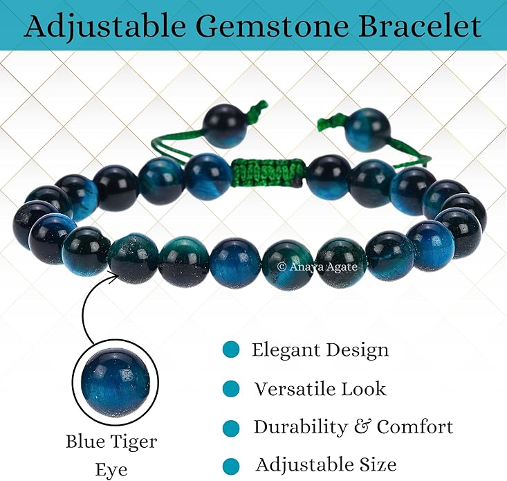Energy Protection Crystal Handmade Adjustable Bead Bracelet Perfect for Men, Women’s Gift - Gemstone Healing Stretch Bracelet Pulsera Para Hombre Mujer Stocking Stuffer