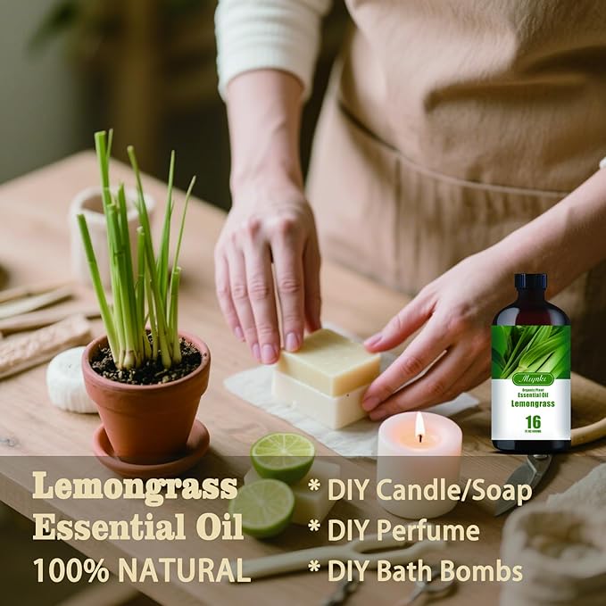 Lemongrass Essential Oil-Lemongrass Fragrance Oil 16.33oz (490ml)-100% Pure Natural Scent for Diffusers, Candles, Soap Making & Aromatherapy-Relaxing Home & Gift Essential Oil for Bath, Massage