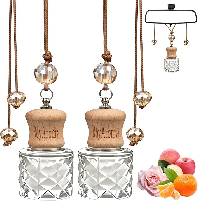 2 Pack Hanging Car Air Freshener | Long Lasting 30-45 Days Natural Fragrance Oil Diffuser for Car, Home, Office | Odor Eliminator & Easy to Use | Pink Champagne