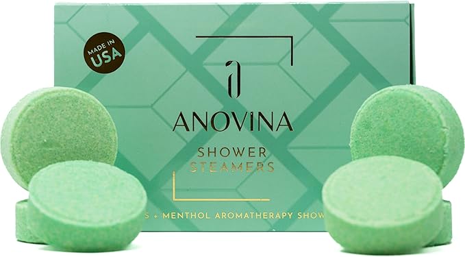 Anovina Eucalyptus & Menthol Shower Steamers – Aromatherapy Shower Tablets with Soothing Vapors – Made in USA – Shower Bomb Gift Set for Men & Women
