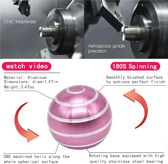 Desk Toys for Fidget Kinetic Cool-Gadgets: 180 Seconds Spinning Toy, Cool-Stuff Thing for Adult Teen Children Kid, Optical-Illusion Stress-Relief Gifts Ball for Man Women Home Office School Christmas