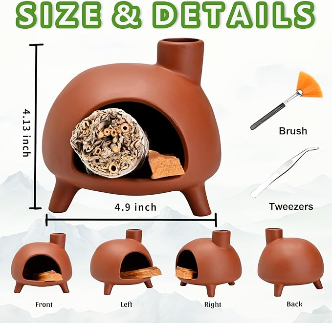 Handmade Ceramic Palo Santo Holder Burner - Mini Chimenea Incense Dish for Palo Santo and Sticks .Sage Holder for for Aromatherapy, Yoga, Meditation Gift and Home Decor (Yellow)