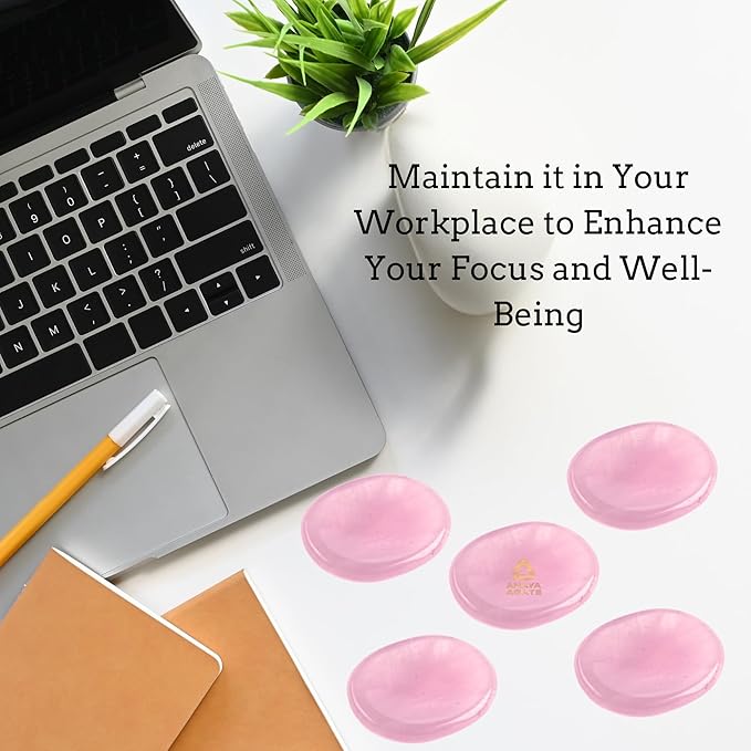 Rose Quartz Worry Stones – Crystal Thumb Worry Stone for Anguish, Stress – Relaxing and Soothing Balance Stones for Meditation, Stress Relief – Healing Stones and Crystals for Men and Women