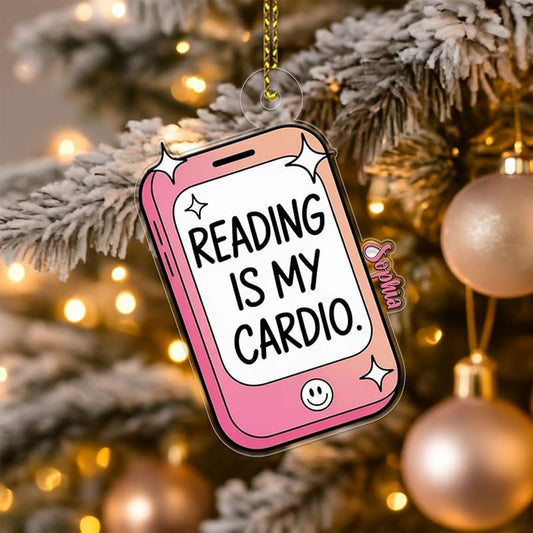 Funny Reading Is My Cardio Kindle Ornament, Personalized Bookworm Christmas Ornament, Custom Holiday Keepsake, Gift for Book Lovers Acrylic Ornament – Personalized Christmas Tree