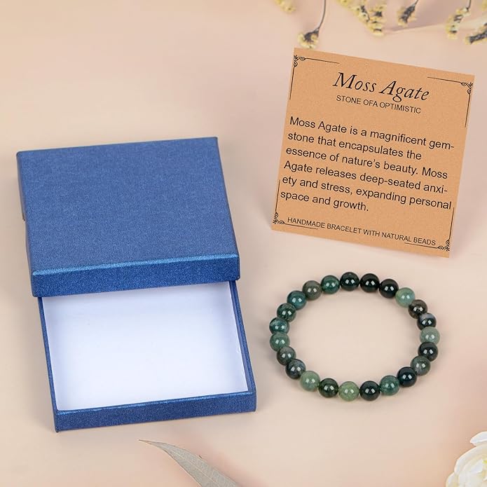 LPBeads Handmade Natural Gemstone Stretch Elastic Bracelet Healing Crystal Round Stone Beads Jewelry Gifts for Women Men