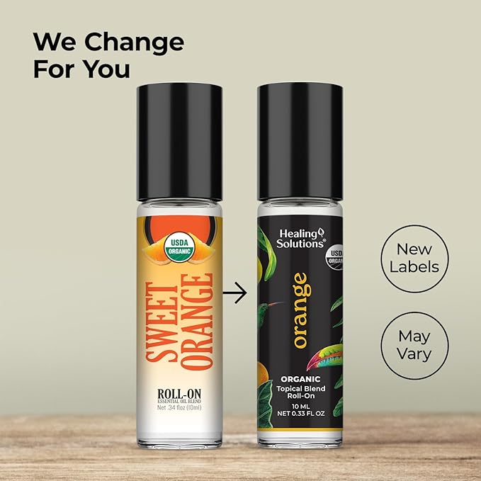 Healing Solutions (2 Pack) Sweet Orange Essential Oil Roll On - USDA Certified, for Perfume & Skin - Orange Oil Roller - Roll On Perfume