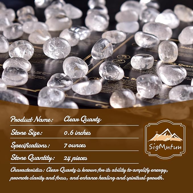 Clear Quartz Healing Crystal Stone Set - Natural & Polished Stones for Healing, Meditation, Reiki, Chakra, Crafting & Decoration (0.6 inches)