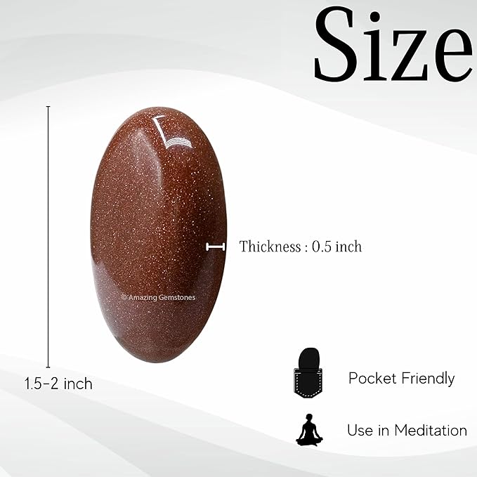 Amazing Gemstone Red Goldstone Crystals and Healing Stones - Large Palm Stone Crystals Piedra - Crystal for Good Luck, Balanced Positive Energy, Meditation - Unique Stocking Stuffers Gifts for Women