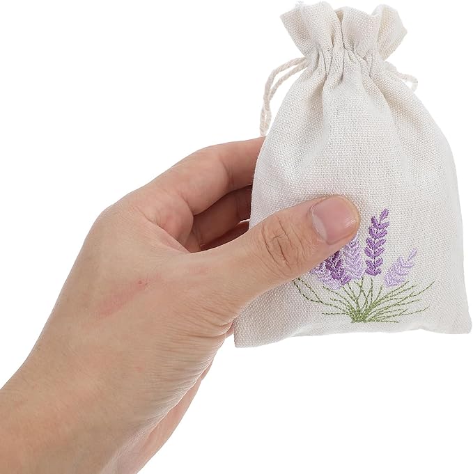DOITOOL Lavender Sachet Bags 10 Pack Cotton Sachet Empty Bags with Drawstring Cotton Linen Pouch for Filling Spice Lavender Buds