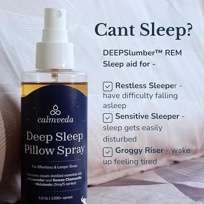 Lavender Pillow Spray for Sleeping - with 3mg Melatonin & Roman Chamomile (1200+ Sprays) | Natural & Non Habit Forming Deep Sleep Pillow Spray, Melatonin Sleep Spray for Adults