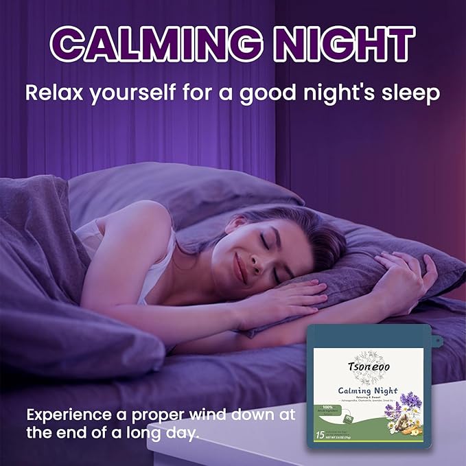 Sleeping Tea for Bedtime Extra Strength with Ashwagandha & Chamomile Lavender, Caffeine-Free Bedtime Time Tea, Calming Herbal Tea for Sleeping, Sleeping tea (1pc)
