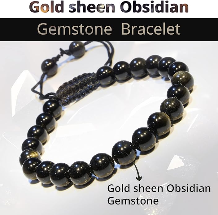 Energy Protection Crystal Handmade Adjustable Bead Bracelet Perfect for Men, Women’s Gift - Gemstone Healing Stretch Bracelet Pulsera Para Hombre Mujer Stocking Stuffer